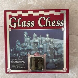 Glass Chess Set with Clear and Frosted Pieces